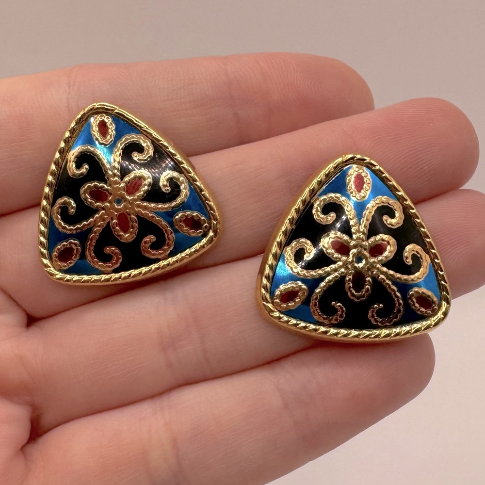 AVON 1988 Vintage Gold-Tone Mosaic Earrings